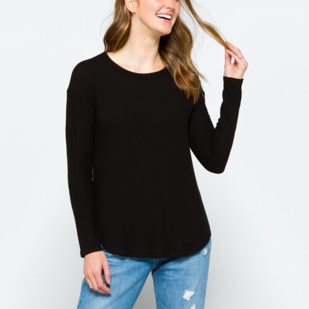 Jealy Brushed Knit Top in black